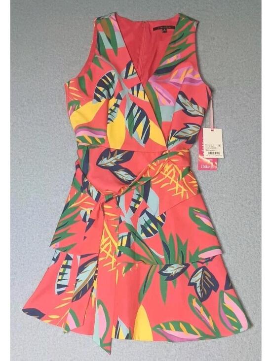 Alex Marie Dresses & Skirts - NWT! Alex Marie Aliya Tiered Vneck Dress Womens Size 8 Tropic Breeze Red Tie...